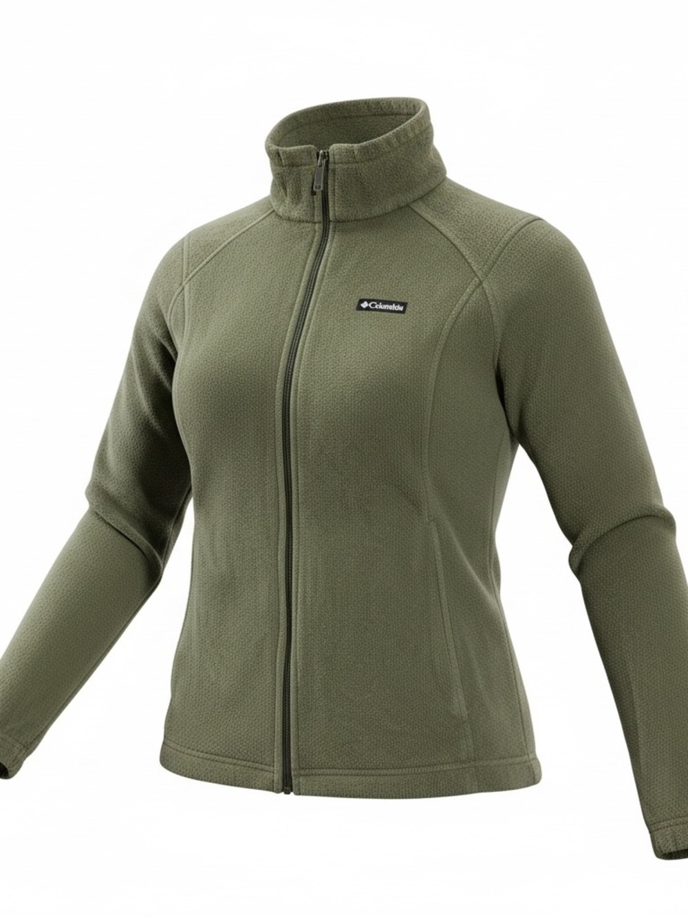 Columbia Fleece Full Zip Jacket Olive Green Women’s XL Outdoor Hiking